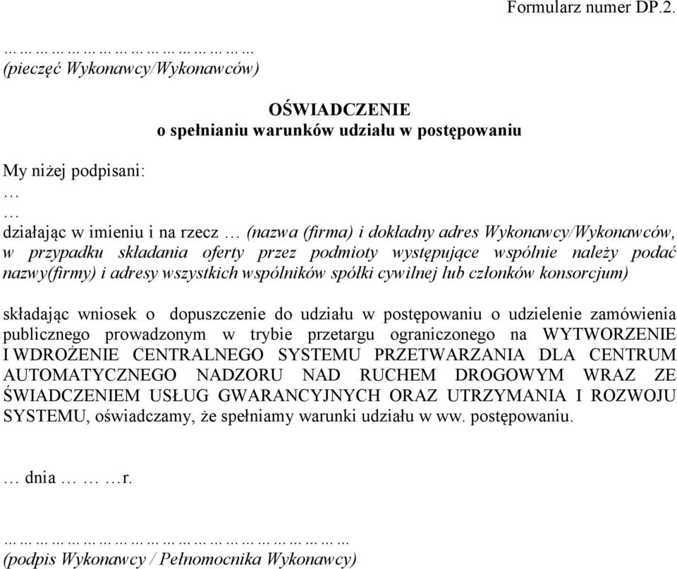 działając w imieniu i na rzecz (nazwa (firma) i dokładny