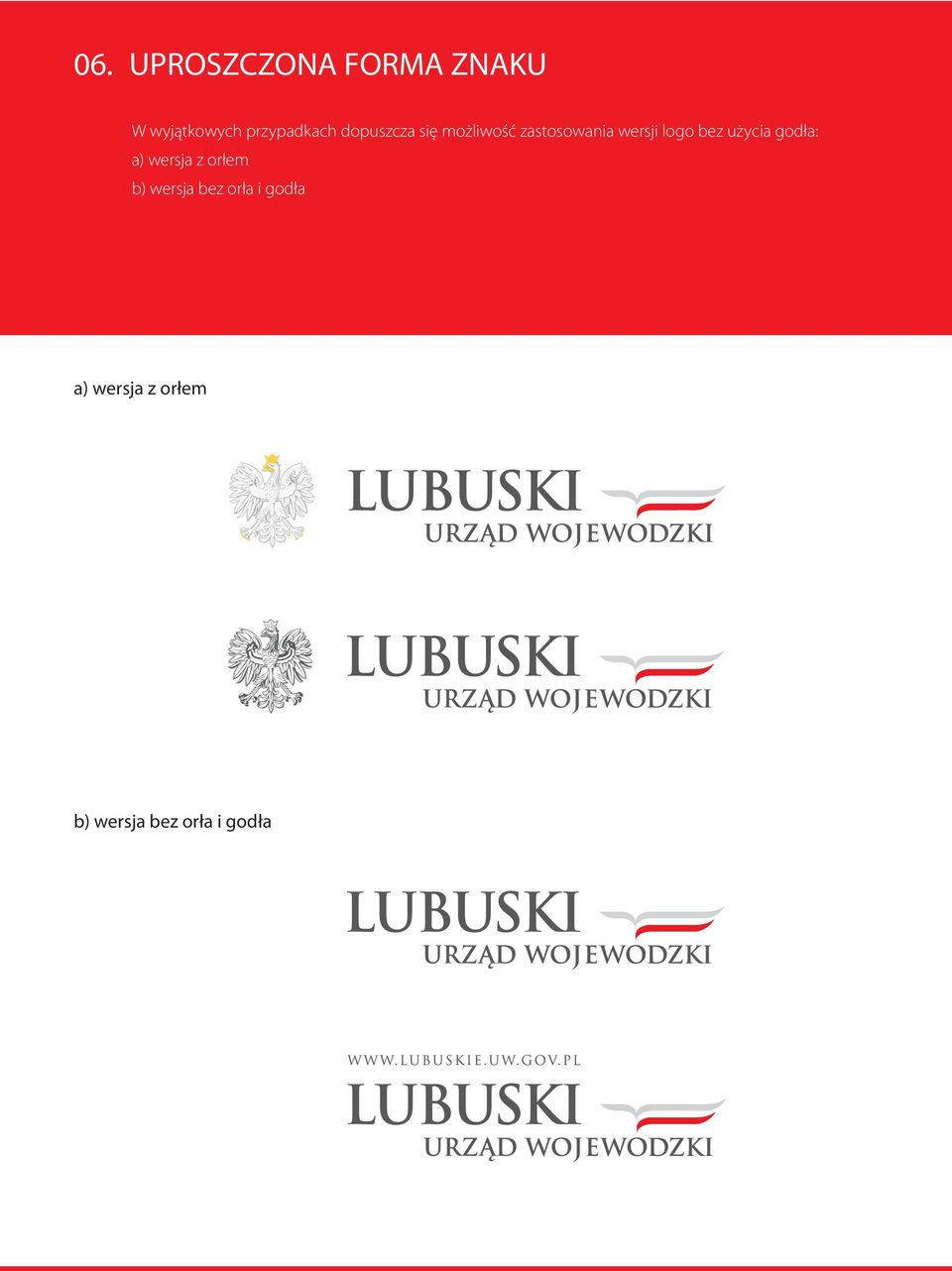 wersji logo bez użycia godła: a) wersja z orłem b)