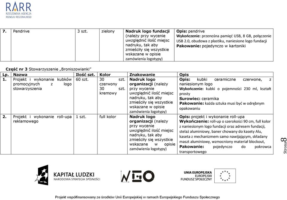 Projekt i wykonanie roll-upa reklamowego 60 szt. 30 szt. czerwony 30 szt. kremowy Nadruk logo organizacji (należy przy wycenie 1 szt.