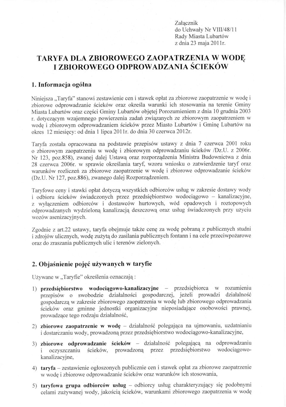 Miasta Lubartów oraz części Gminy Lubartów objętej Porozumieniem z dnia 10 grudnia 2003 r.