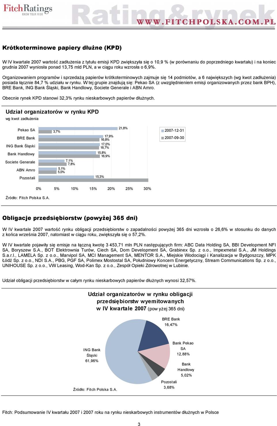 Organizowaniem programów i sprzedażą papierów krótkoterminowych zajmuje się 14 podmiotów, a 6 największych (wg kwot zadłużenia) posiada łącznie 84,7 % udziału w rynku.