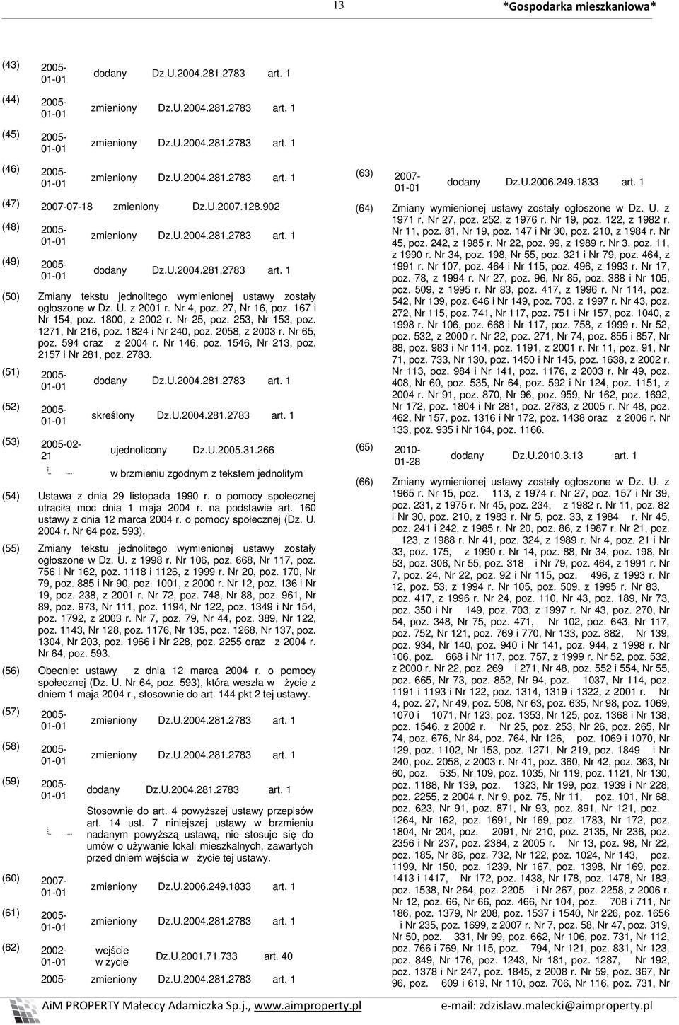 1546, Nr 213, poz. 2157 i Nr 281, poz. 2783. (51) 2005- (52) 2005- (53) 2005-02- 21 skreślony Dz.U.2004.281.2783 art. 1 ujednolicony Dz.U.2005.31.