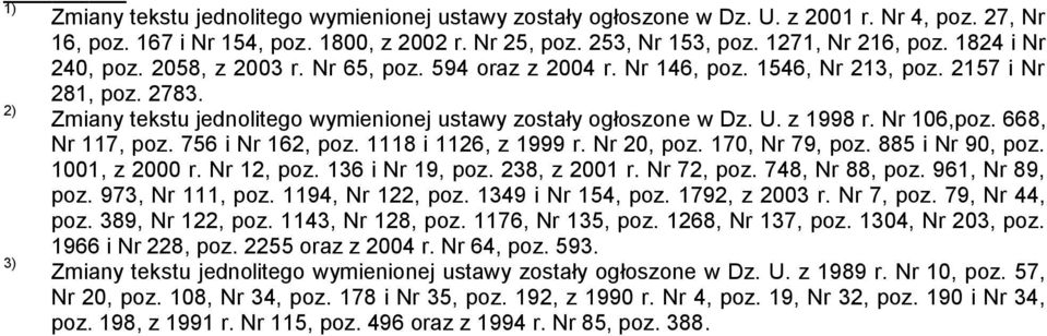 z 1998 r. Nr 106,poz. 668, Nr 117, poz. 756 i Nr 162, poz. 1118 i 1126, z 1999 r. Nr 20, poz. 170, Nr 79, poz. 885 i Nr 90, poz. 1001, z 2000 r. Nr 12, poz. 136 i Nr 19, poz. 238, z 2001 r.