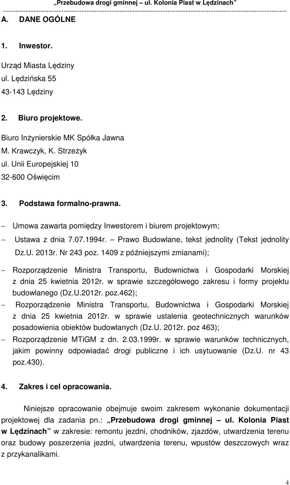 Prawo Budowlane, tekst jednolity (Tekst jednolity Dz.U. 2013r. Nr 243 poz.