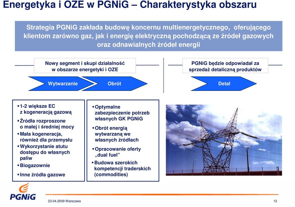 większe EC z kogeneracją gazową Źródła rozproszone o małej i średniej mocy Mała kogeneracja, również dla przemysłu Wykorzystanie atutu dostępu do własnych paliw Biogazownie Inne źródła gazowe