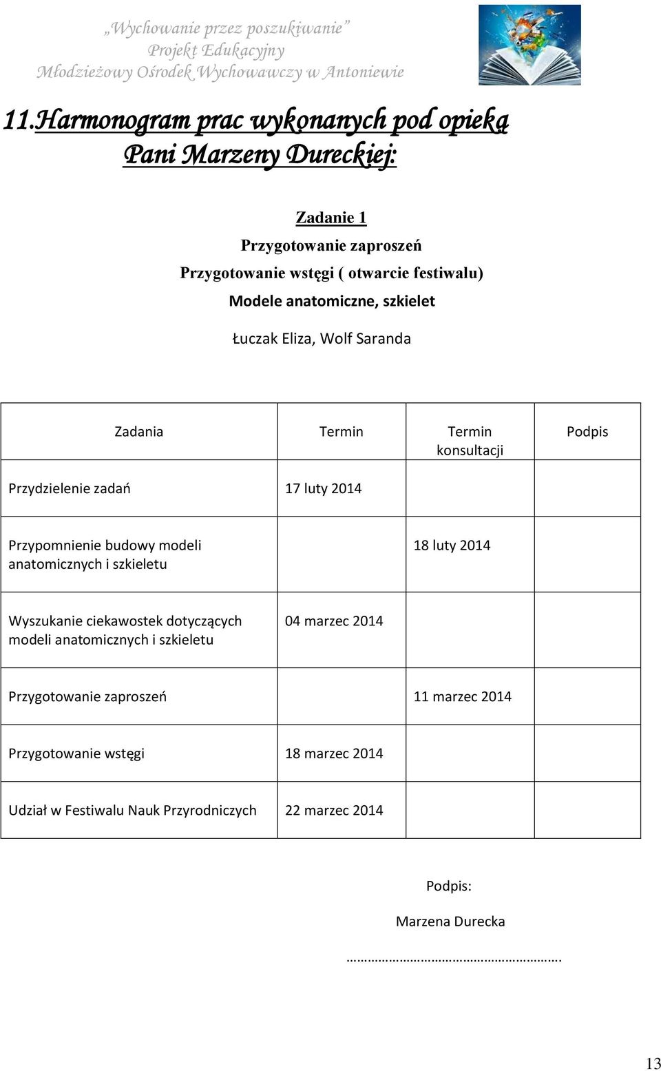 Przypomnienie budowy modeli anatomicznych i szkieletu 18 luty 2014 Wyszukanie ciekawostek dotyczących modeli anatomicznych i szkieletu 04