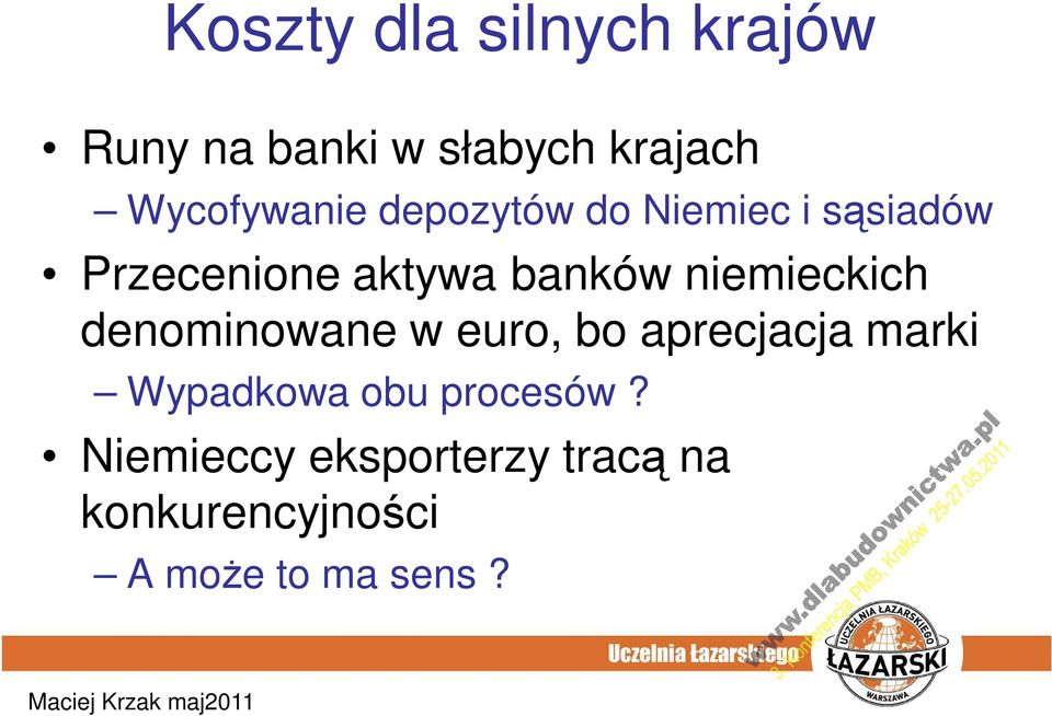 banków niemieckich denominowane w euro, bo aprecjacja marki