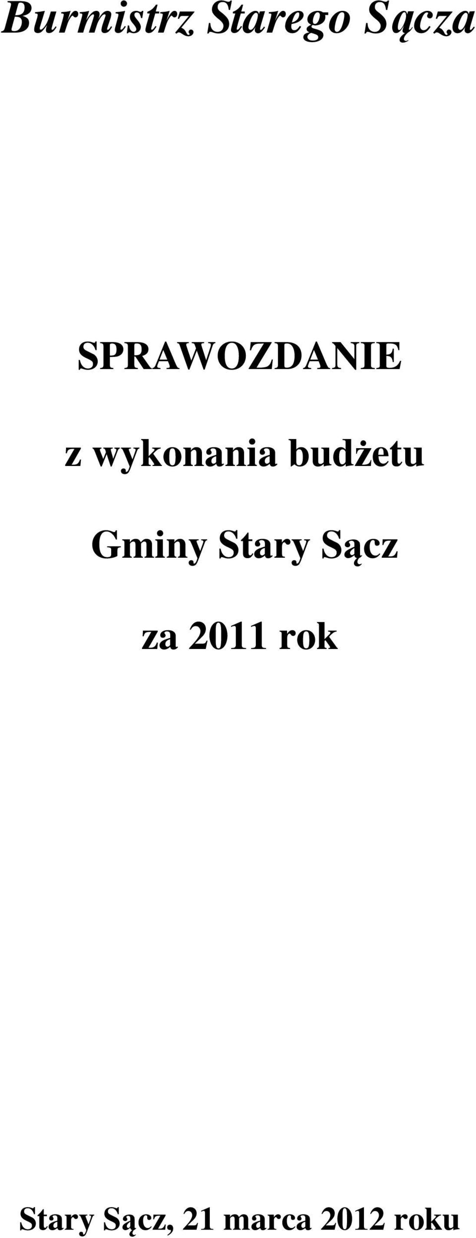 budżetu Gminy Stary Sącz za