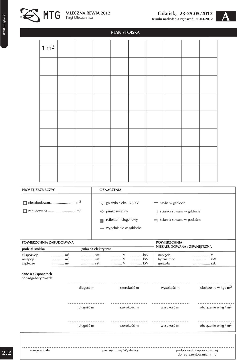 elektryczne POWIERZCHNI NIEZBUDOWN / ZEWNĘTRZN ekspozycja recepcja zaplecze.. m 2.. m 2.. m 2... szt.