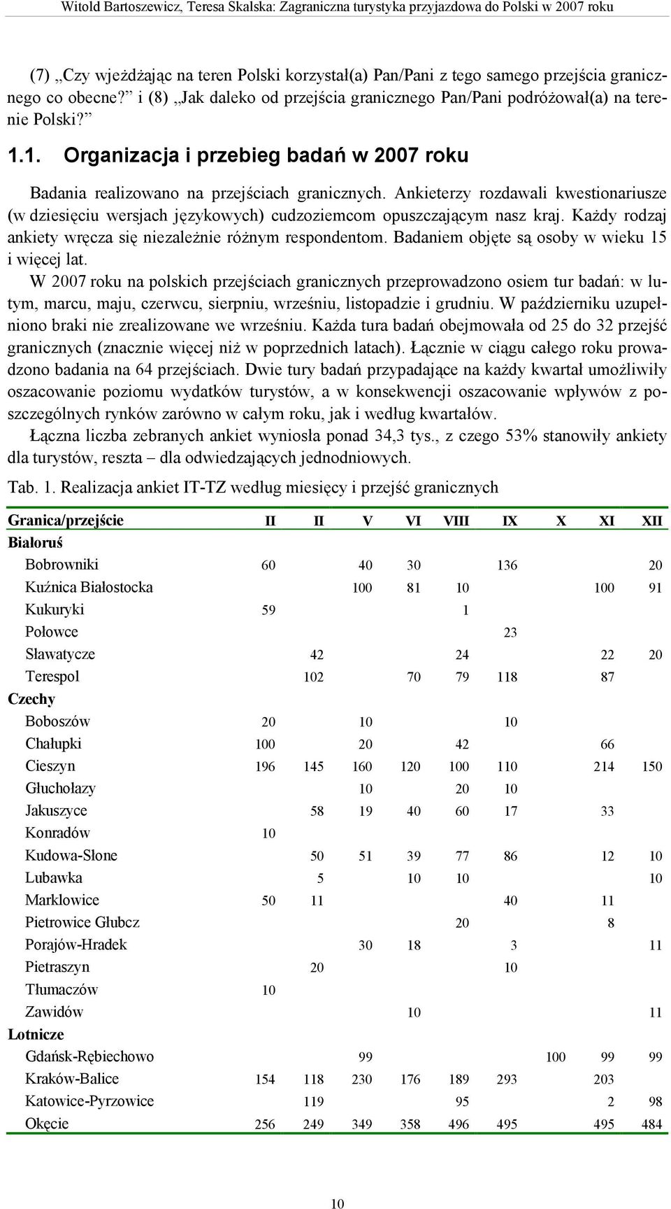 Ankieterzy rozdawali kwestionariusze (w dziesięciu wersjach językowych) cudzoziemcom opuszczającym nasz kraj. KaŜdy rodzaj ankiety wręcza się niezaleŝnie róŝnym respondentom.