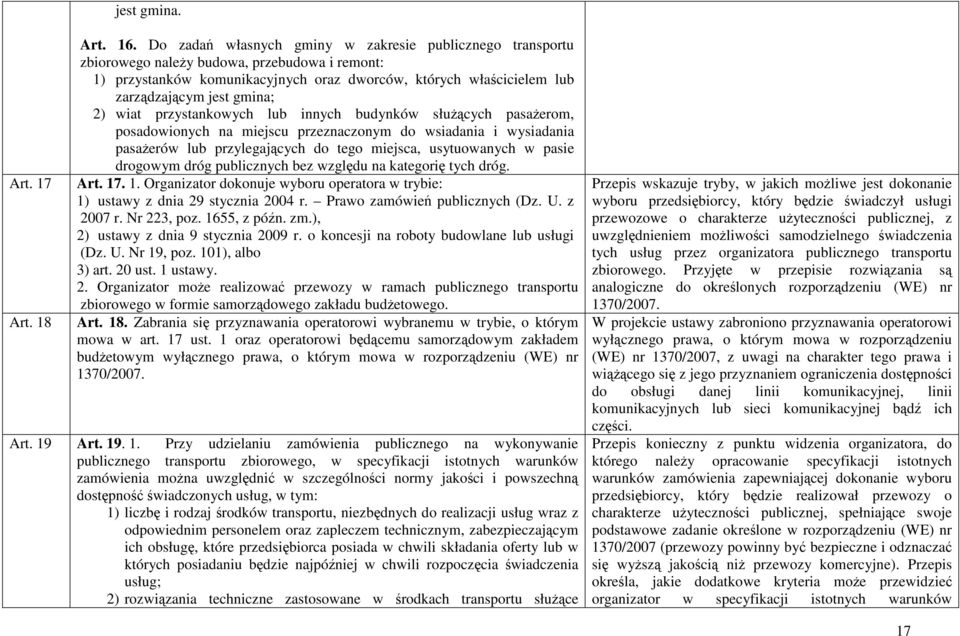 gmina; 2) wiat przystankowych lub innych budynków służących pasażerom, posadowionych na miejscu przeznaczonym do wsiadania i wysiadania pasażerów lub przylegających do tego miejsca, usytuowanych w