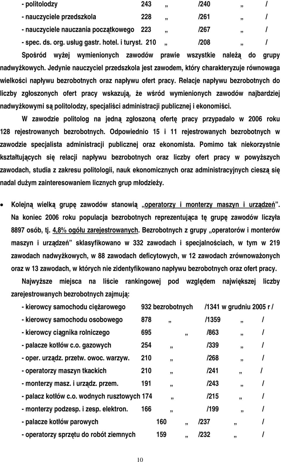 Jedynie nauczyciel przedszkola jest zawodem, który charakteryzuje równowaga wielkości napływu bezrobotnych oraz napływu ofert pracy.