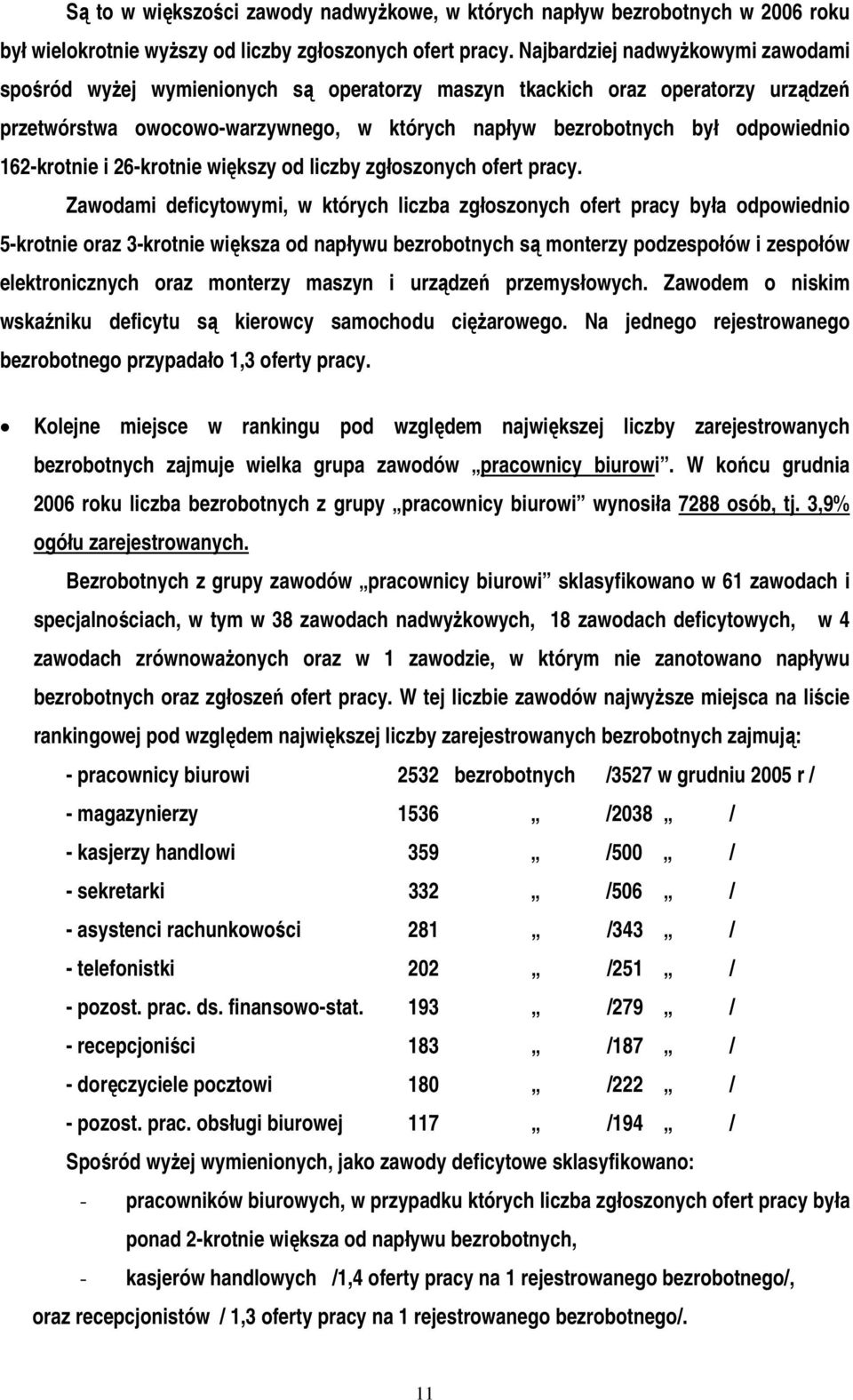 162-krotnie i 26-krotnie większy od liczby zgłoszonych ofert pracy.