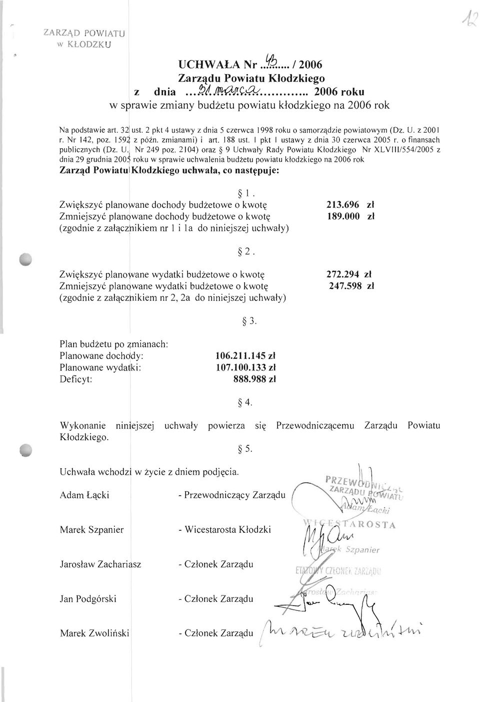 licznych (~z. uj Nr 249 poz. ~J04) oraz ~ 9 Uchwały R.