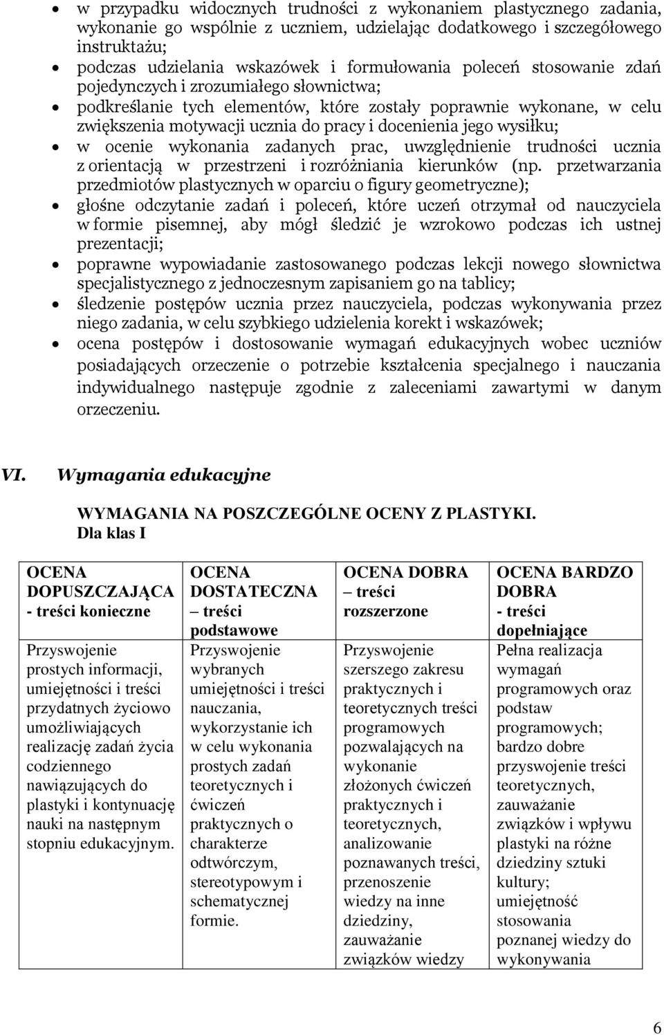 w ocenie wykonania zadanych prac, uwzględnienie trudności ucznia z orientacją w przestrzeni i rozróżniania kierunków (np.