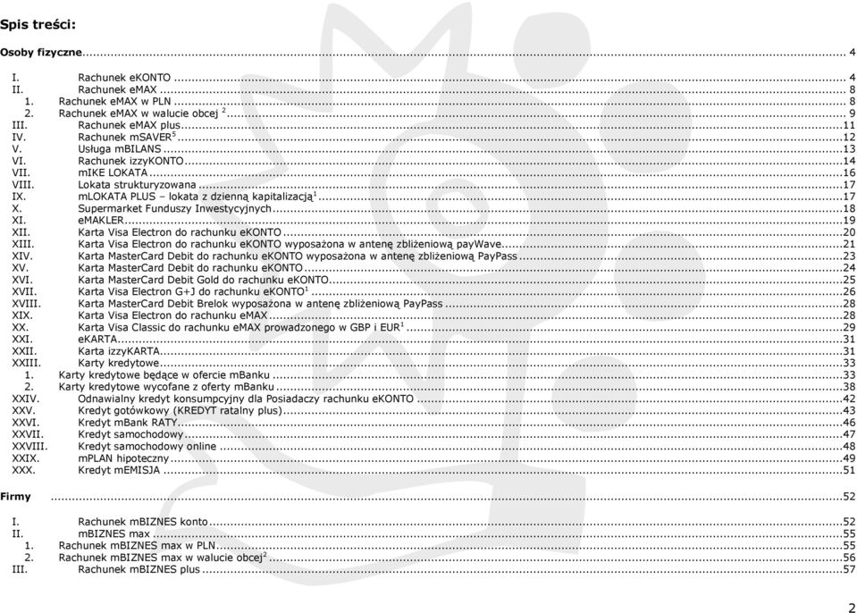 Supermarket Funduszy Inwestycyjnych...18 XI. emakler...19 XII. Karta Visa Electron do rachunku ekonto...20 XIII. Karta Visa Electron do rachunku ekonto wyposażona w antenę zbliżeniową paywave...21 XIV.