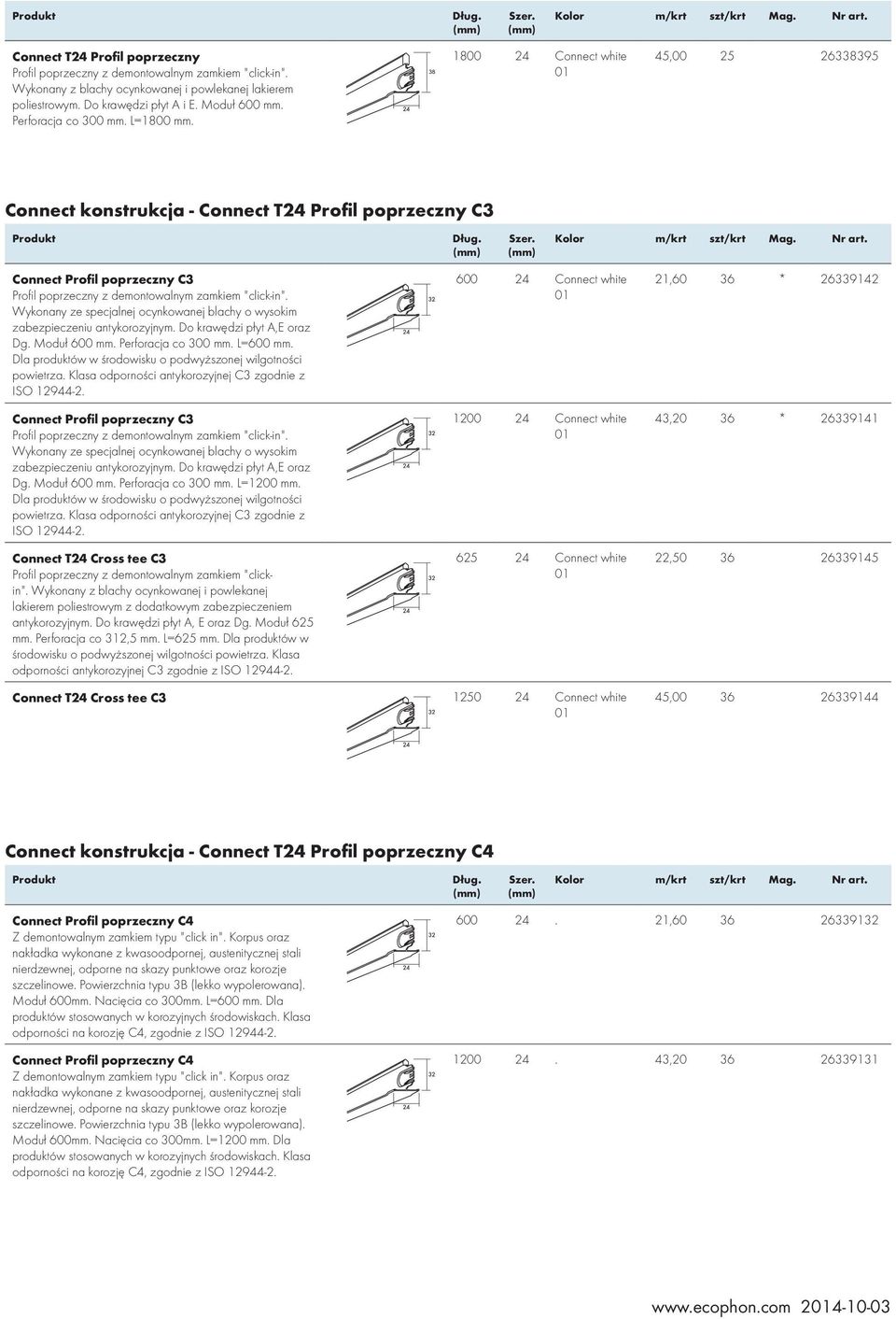 Moduł 600 mm. Perforacja co 300 mm. L=600 mm. Dla produktów w środowisku o podwyższonej wilgotności powietrza. Klasa odporności antykorozyjnej C3 zgodnie z ISO 12944-2.