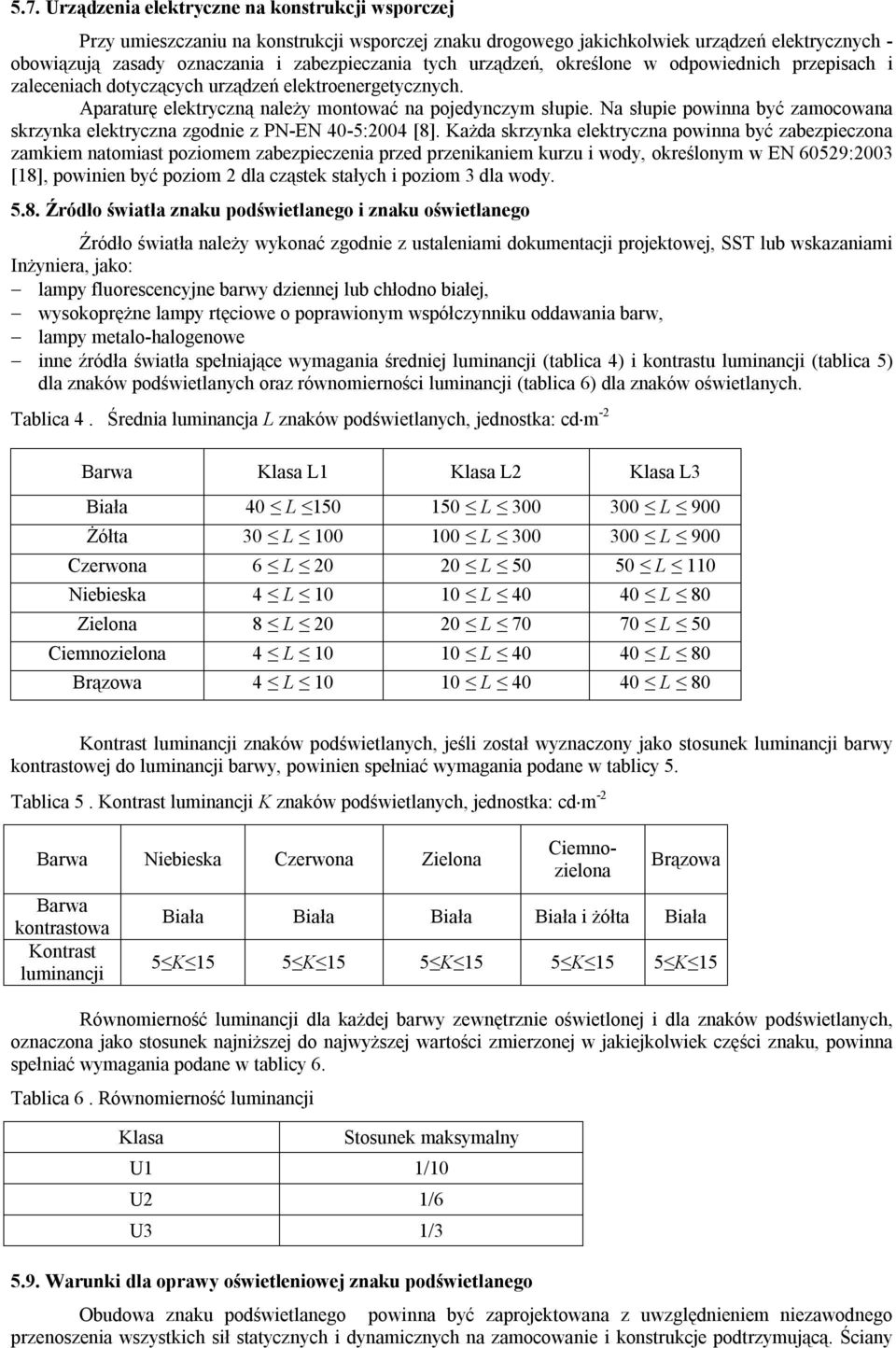 Na słupie powinna być zamocowana skrzynka elektryczna zgodnie z PN-EN 40-5:2004 [8].