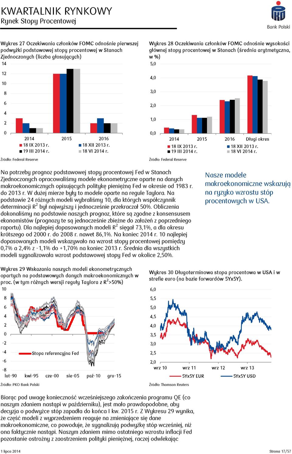 Wykres 28 Oczekiwania członków FOMC odnośnie wysokości głównej stopy procentowej w Stanach (średnia arytmetyczna, w %) 5,0 4,0 3,0 2,0 1,0 0,0 Źródło: Federal Reserve 2014 2015 2016 Długi okres 18 IX