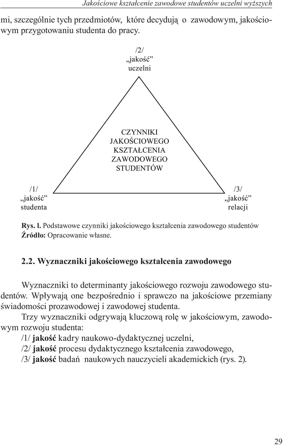 Podstawowe czynniki jakościowego kształcenia zawodowego studentów Źródło: Opracowanie własne. 2.