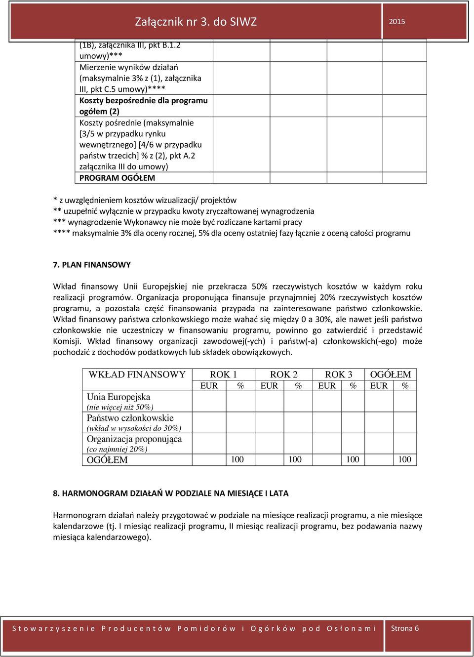 2 załącznika III do umowy) PROGRAM OGÓŁEM * z uwzględnieniem kosztów wizualizacji/ projektów ** uzupełnić wyłącznie w przypadku kwoty zryczałtowanej wynagrodzenia *** wynagrodzenie Wykonawcy nie może