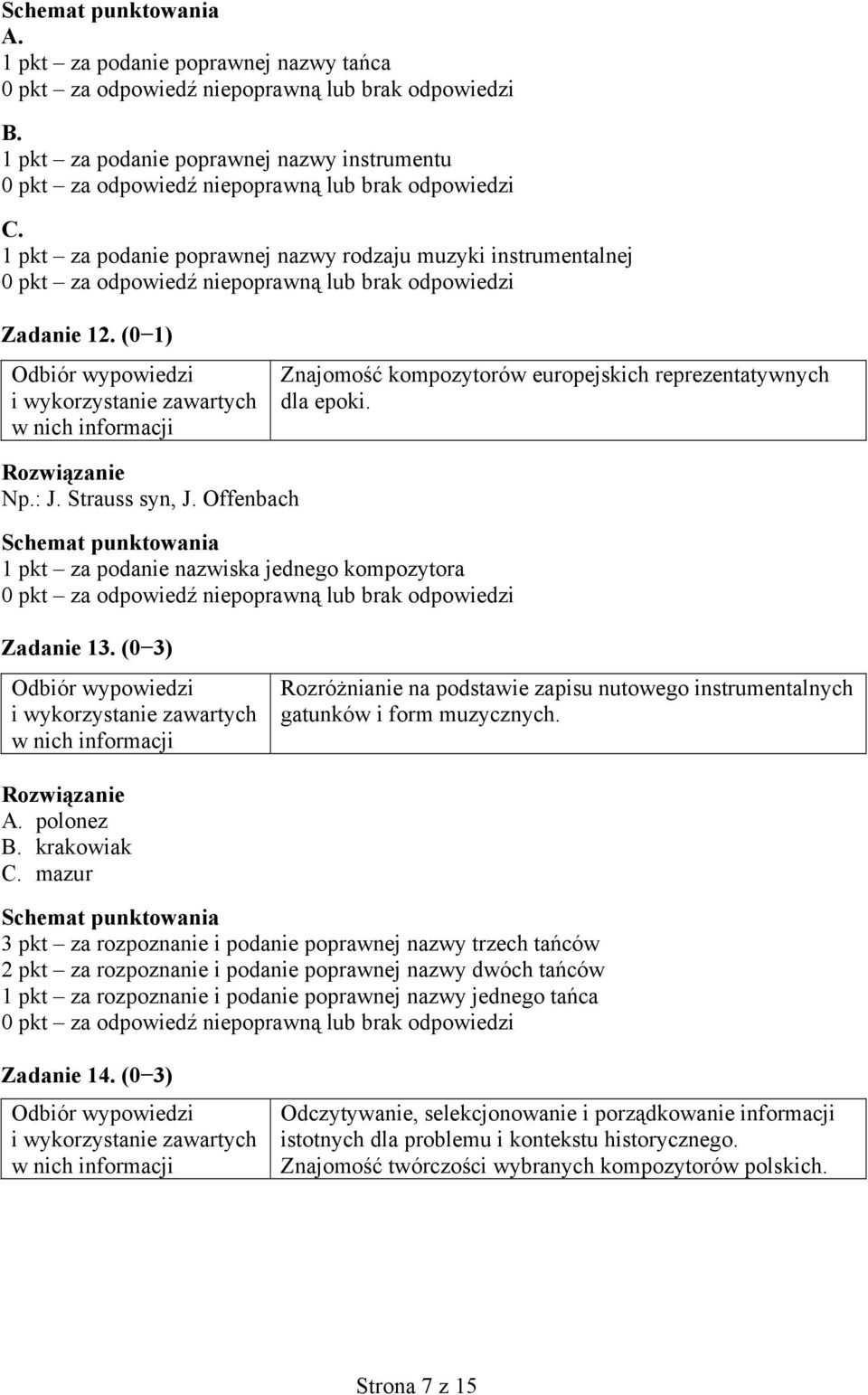 (0 3) Rozróżnianie na podstawie zapisu nutowego instrumentalnych gatunków i form muzycznych.