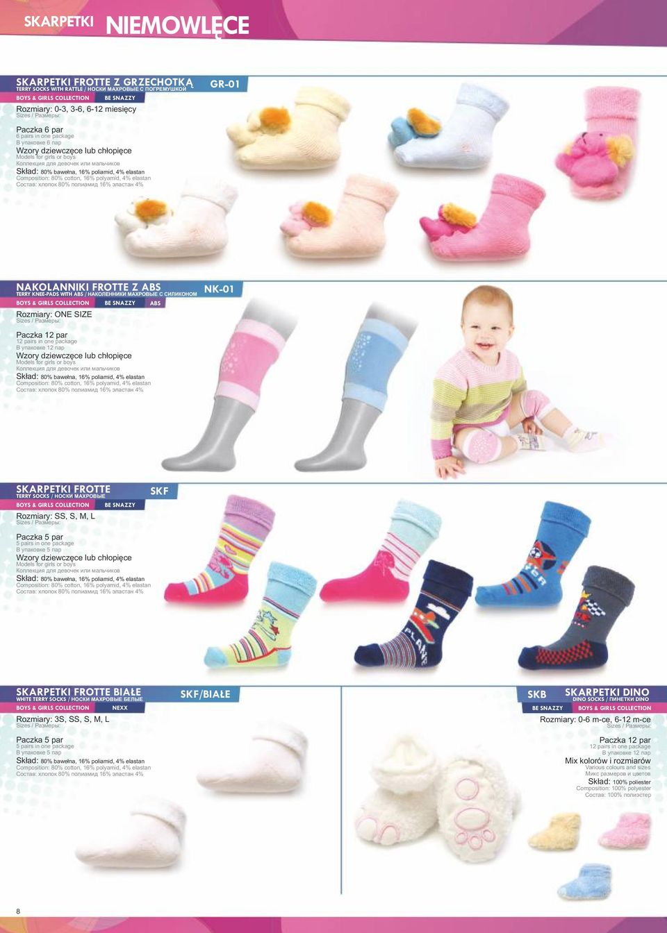 L Paczka 5 par 5 pairs in one package В упаковке 5 пар SKF SKARPETKI FROTTE BIAŁE WHITE TERRY SOCKS / НОСКИ МАХРОВЫЕ БЕЛЫЕ BOYS & Rozmiary: 3S, SS, S, M, L Paczka 5 par 5 pairs in one package В