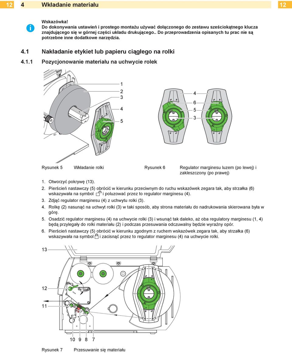 Nakładanie etykiet lub papieru ciągłego na rolki 4.1.