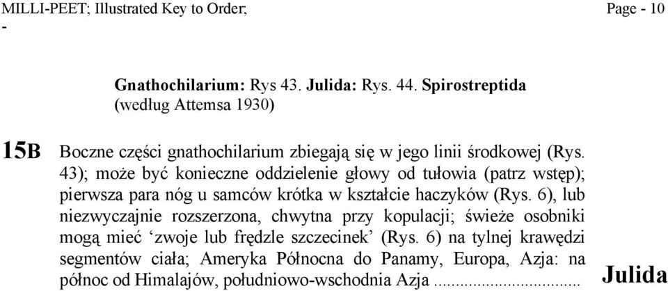 43); może być konieczne oddzielenie głowy od tułowia (patrz wstęp); pierwsza para nóg u samców krótka w kształcie haczyków (Rys.