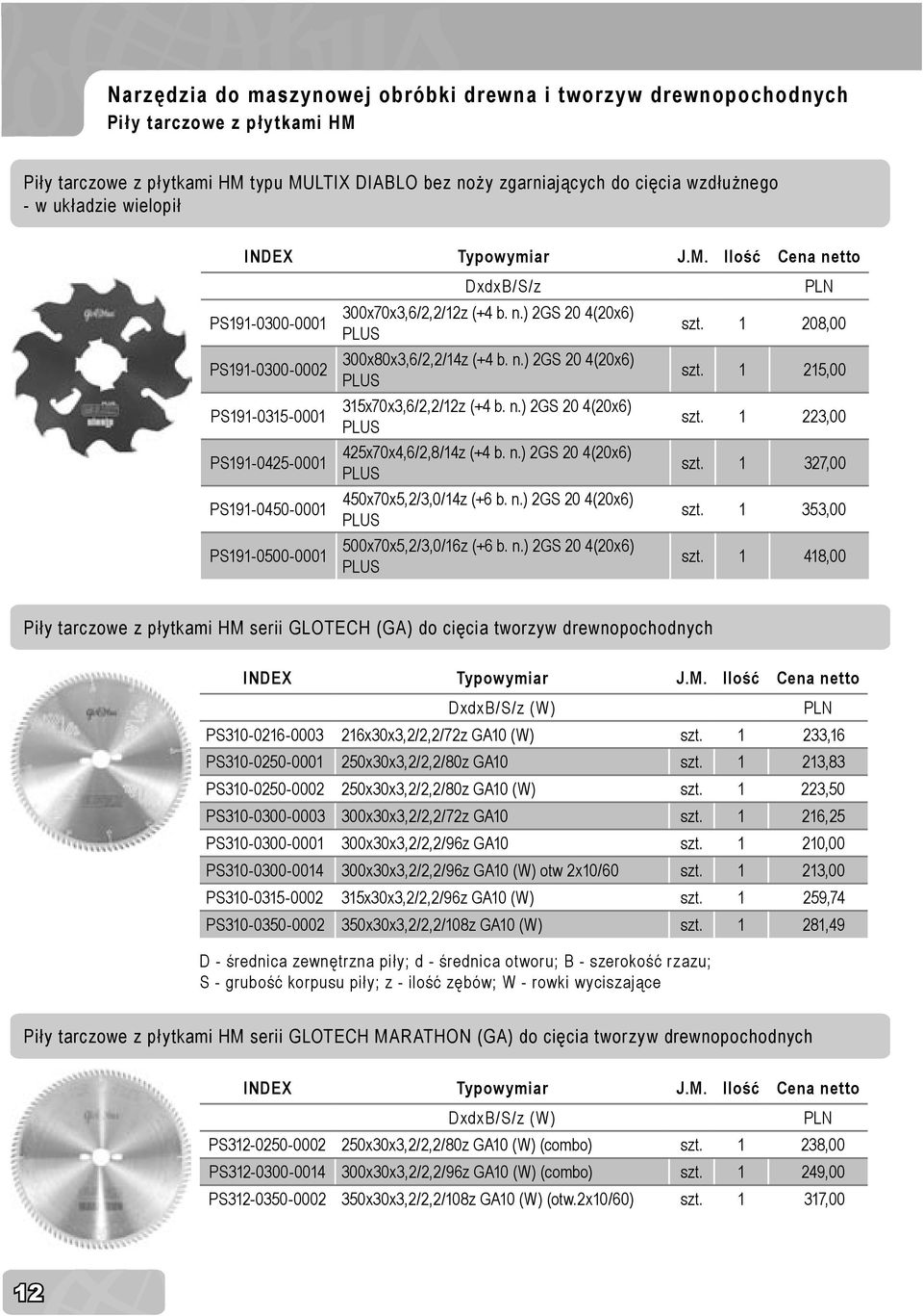 n.) 2GS 20 4(20x6) PLUS 315x70x3,6/2,2/12z (+4 b. n.) 2GS 20 4(20x6) PLUS 425x70x4,6/2,8/14z (+4 b. n.) 2GS 20 4(20x6) PLUS 450x70x5,2/3,0/14z (+6 b. n.) 2GS 20 4(20x6) PLUS 500x70x5,2/3,0/16z (+6 b.