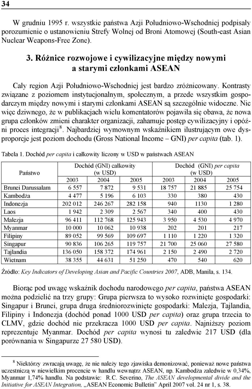 Kontrasty związane z poziomem instytucjonalnym, społecznym, a przede wszystkim gospodarczym między nowymi i starymi członkami ASEAN są szczególnie widoczne.