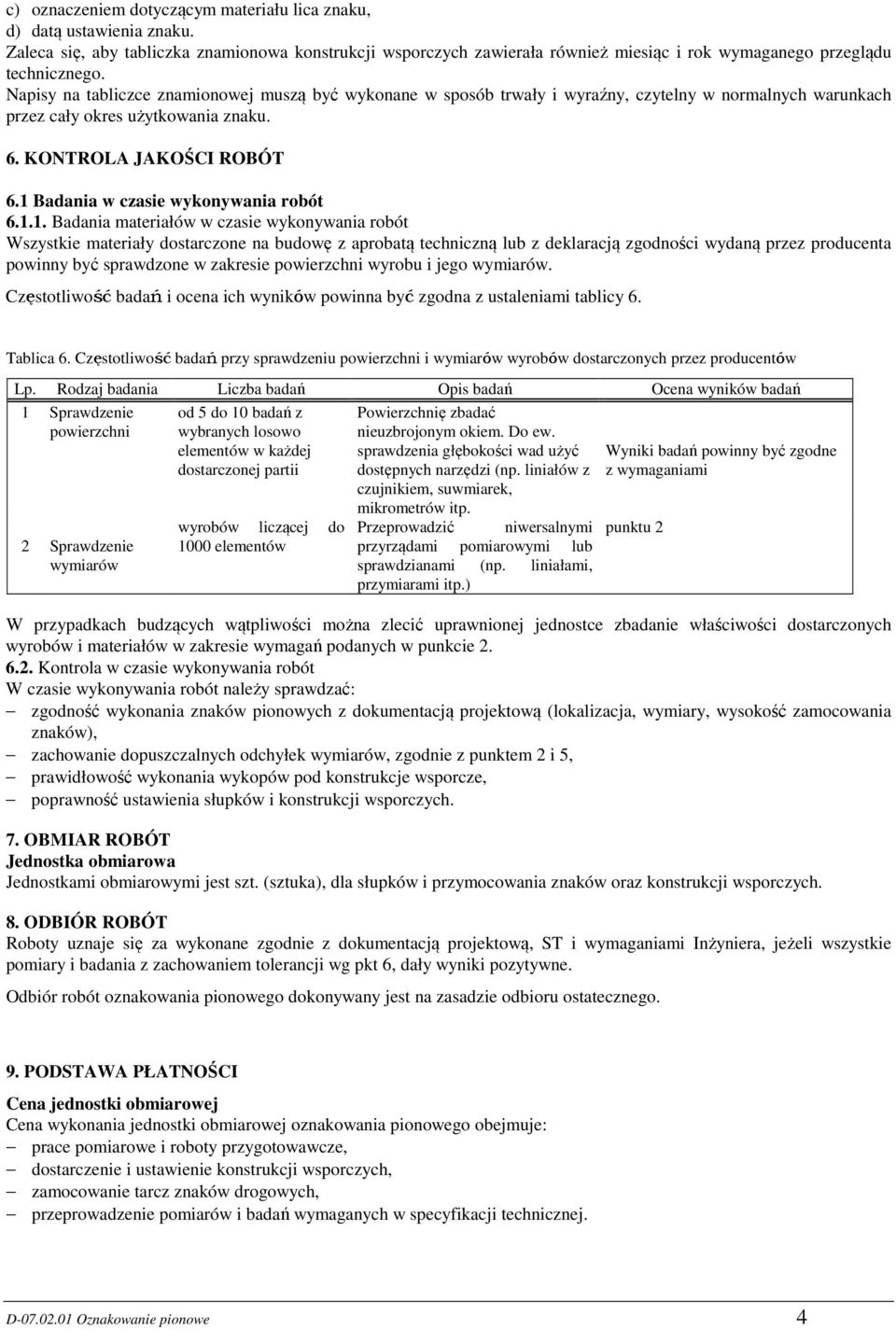 1 Badania w czasie wykonywania robót 6.1.1. Badania materiałów w czasie wykonywania robót Wszystkie materiały dostarczone na budowę z aprobatą techniczną lub z deklaracją zgodności wydaną przez