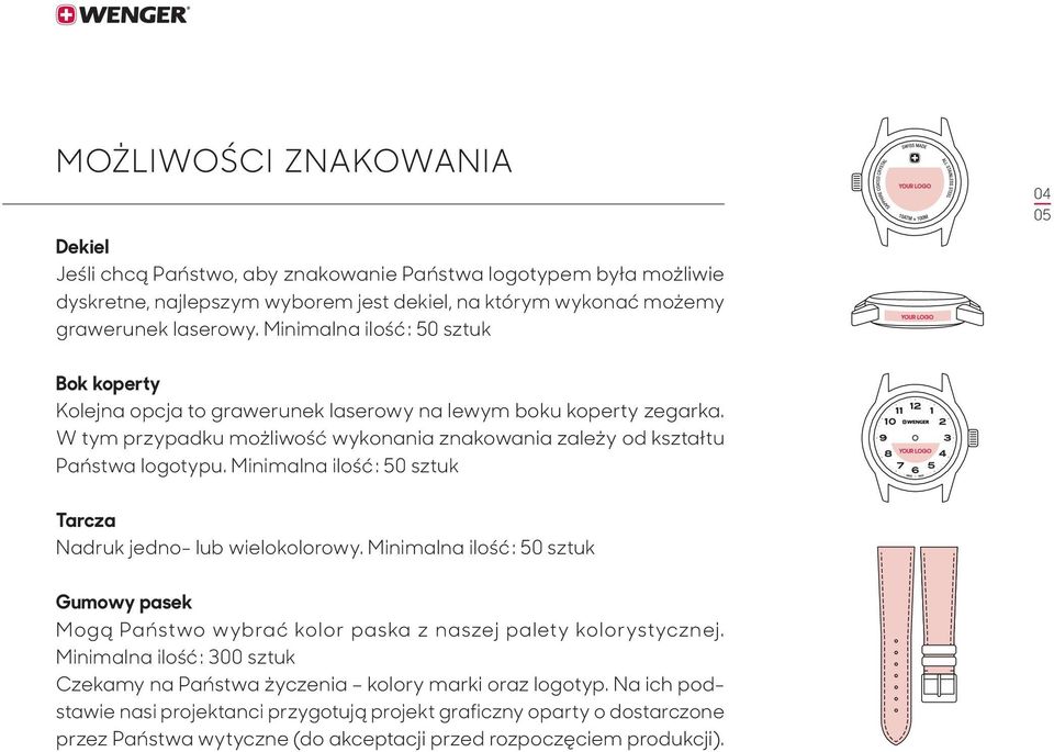 Minimalna ilość : 50 sztuk Tarcza Nadruk jedno- lub wielokolorowy. Minimalna ilość : 50 sztuk Gumowy pasek Mogą Państwo wybrać kolor paska z naszej palety kolorystycznej.