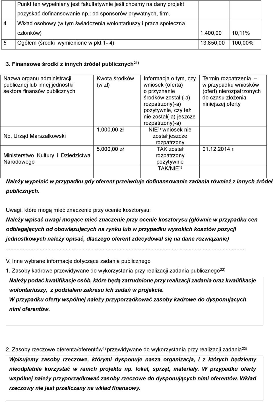 Finansowe środki z innych źródeł publicznych 21) Nazwa organu administracji publicznej lub innej jednostki sektora finansów publicznych Np.