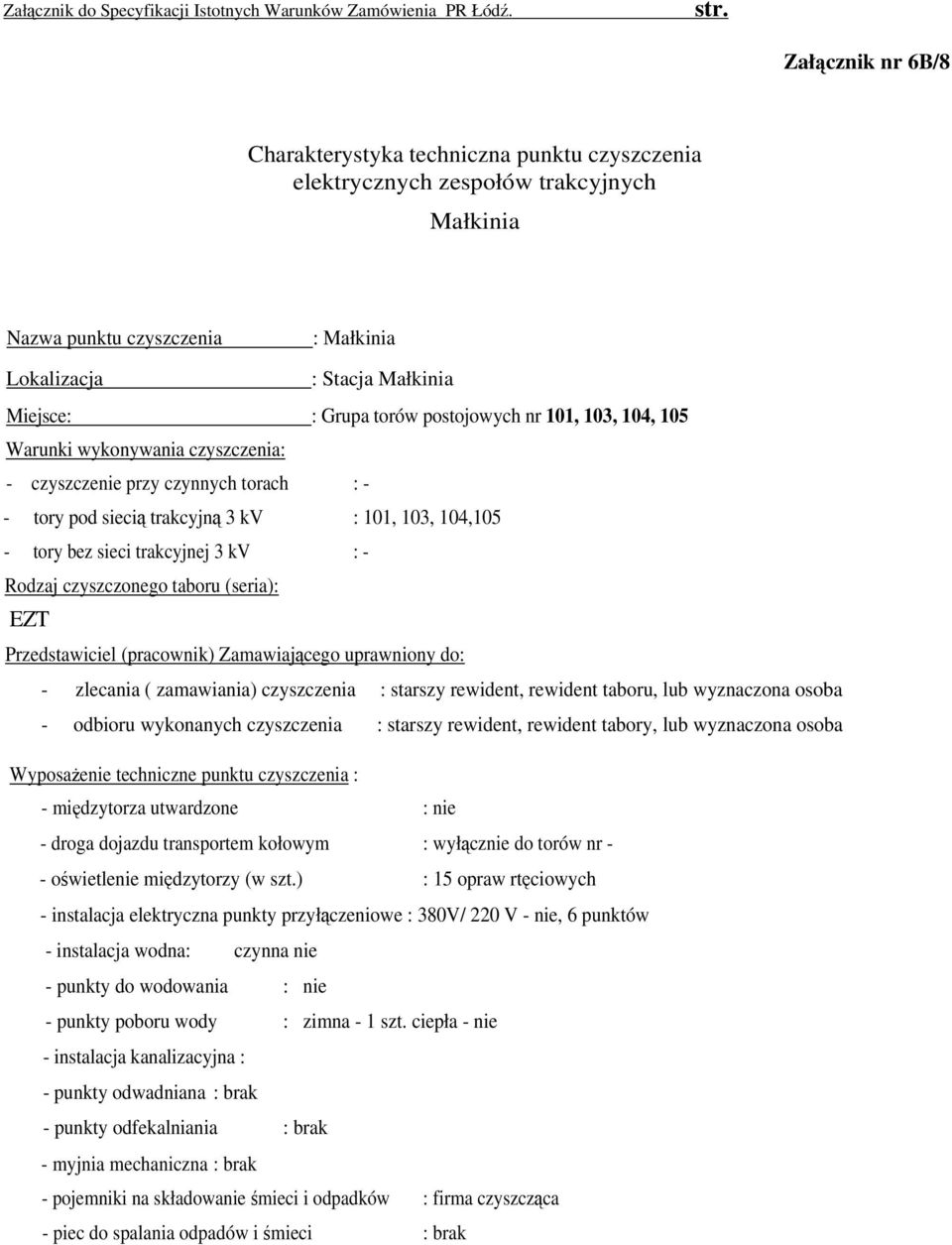 wyłącznie do torów nr - - oświetlenie międzytorzy (w szt.