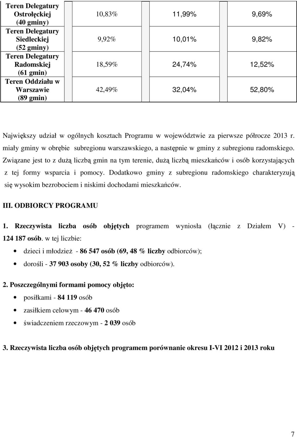 miały gminy w obrębie subregionu warszawskiego, a następnie w gminy z subregionu radomskiego.