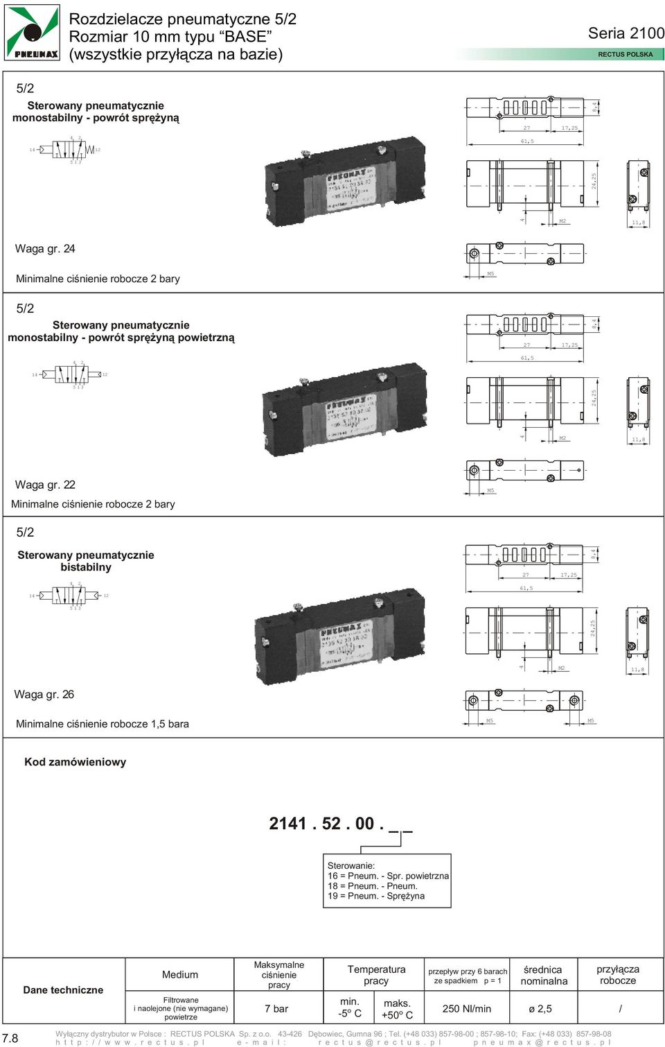 6 Minimalne 1,5 bara 11.5.00. 16 = Pneum. - Spr. powietrzna 18 = Pneum. - Pneum. 19 = Pneum. - Sprê yna bar 50 Nlmin ø,5.