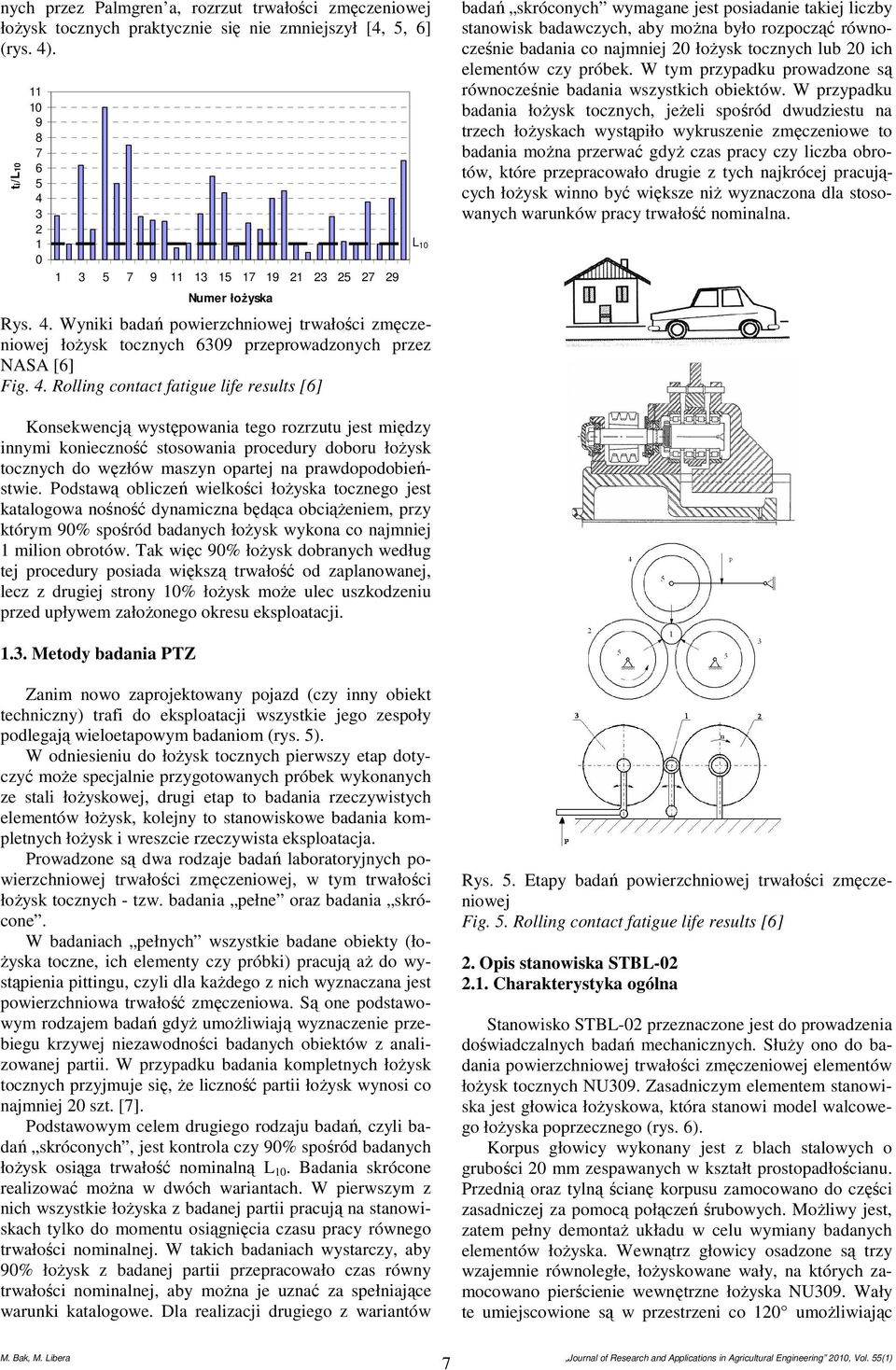 4. Rolling contact fatigue life results [6] L 10 badań skróconych wymagane jest posiadanie takiej liczby stanowisk badawczych, aby można było rozpocząć równocześnie badania co najmniej 20 łożysk