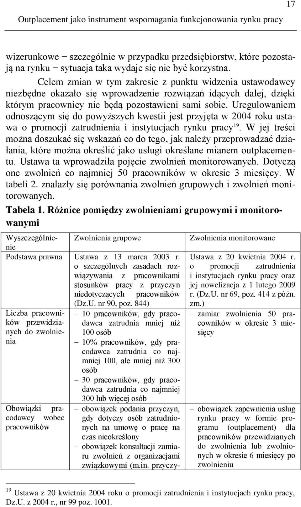 Uregulowaniem odnoszącym się do powyższych kwestii jest przyjęta w 2004 roku ustawa o promocji zatrudnienia i instytucjach rynku pracy 19.