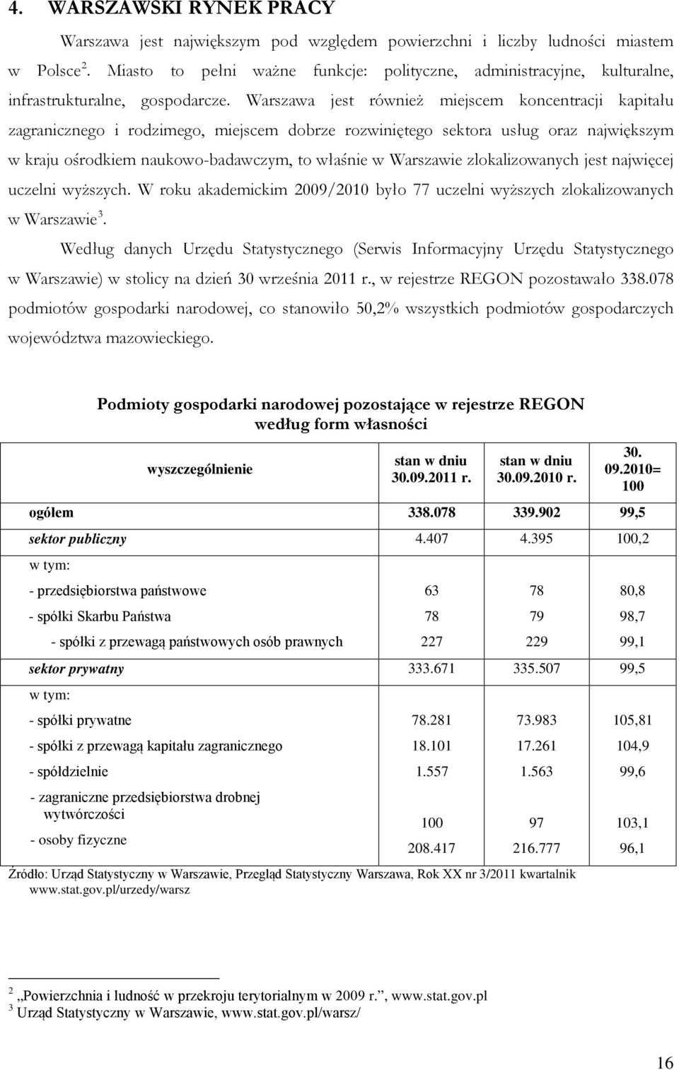 Warszawa jest również miejscem koncentracji kapitału zagranicznego i rodzimego, miejscem dobrze rozwiniętego sektora usług oraz największym w kraju ośrodkiem naukowo-badawczym, to właśnie