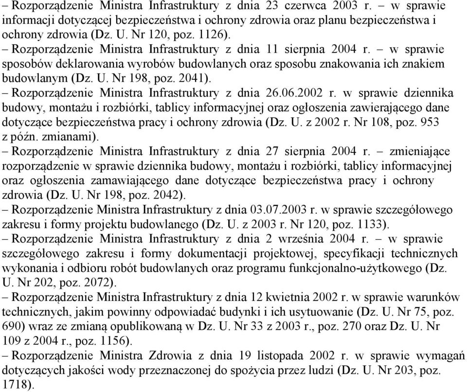 Rozporządzenie Ministra Infrastruktury z dnia 26.06.2002 r.