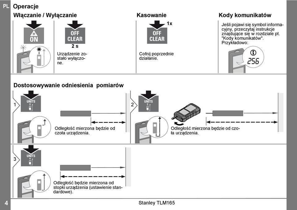 Jeśli pojawi się symbol informacyjny, przeczytaj instrukcje znajdujące się w rozdziale pt. "Kody komunikatów".