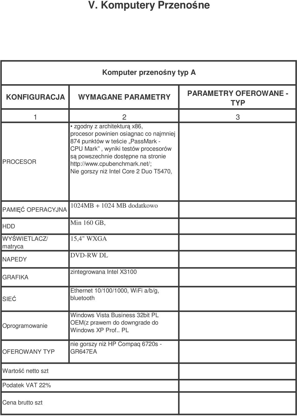 net/; Nie gorszy ni Intel Core 2 Duo T5470, PAMI OPERACYJNA WYWIETLACZ/ matryca NAPEDY GRAFIKA SIE 1024MB + 1024 MB dodatkowo Min 160 GB, 15,4" WXGA DVD-RW