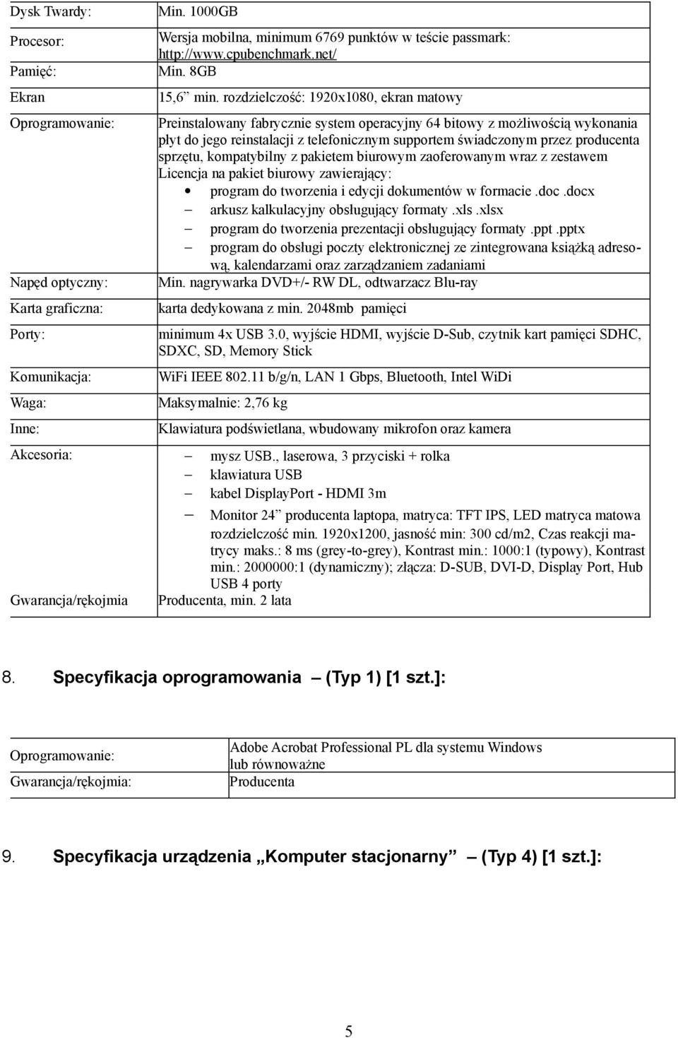 sprzętu, kompatybilny z pakietem biurowym zaoferowanym wraz z zestawem Licencja na pakiet biurowy zawierający: program do tworzenia i edycji dokumentów w formacie.doc.