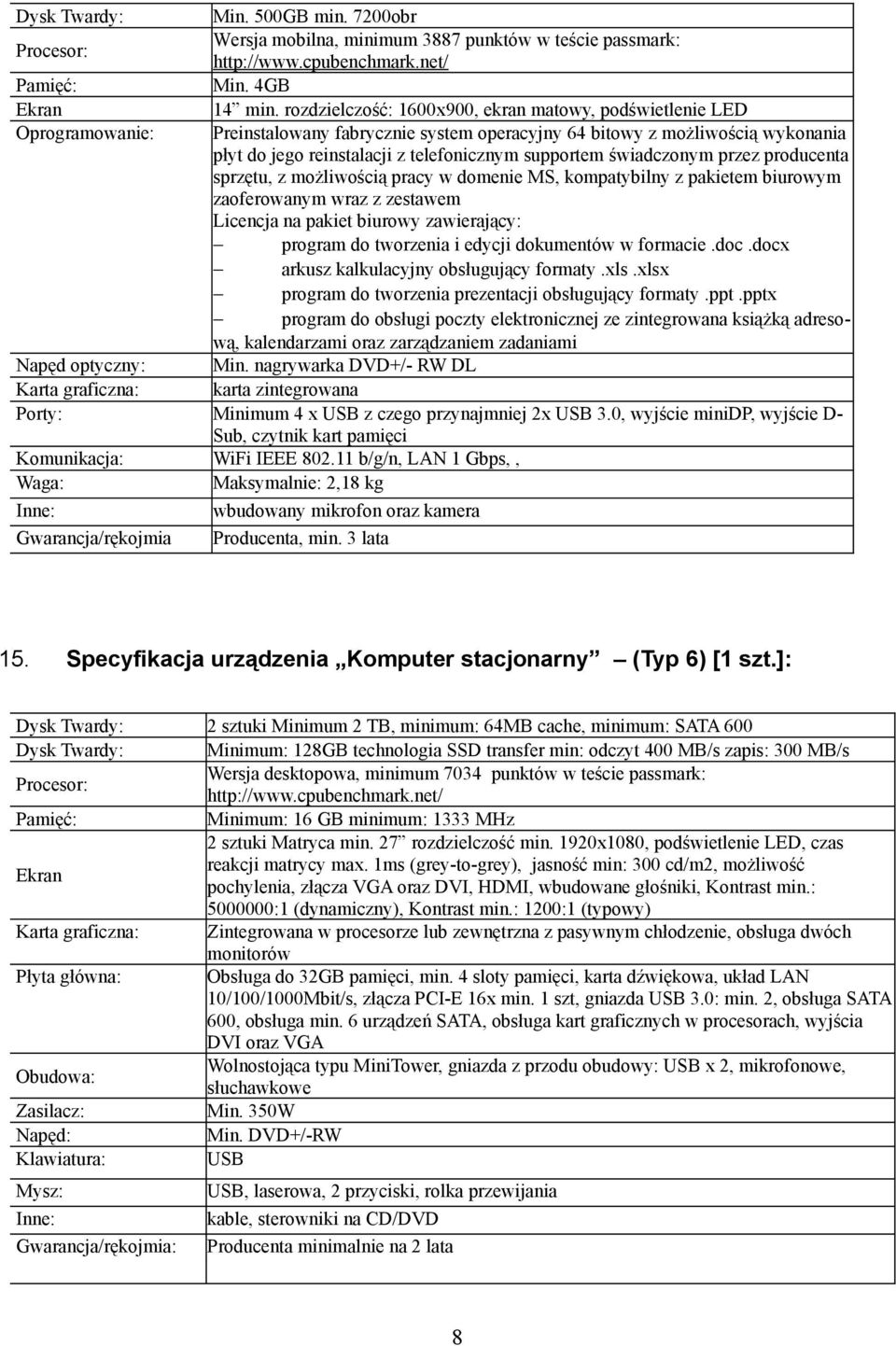 przez producenta sprzętu, z możliwością pracy w domenie MS, kompatybilny z pakietem biurowym zaoferowanym wraz z zestawem Licencja na pakiet biurowy zawierający: program do tworzenia i edycji