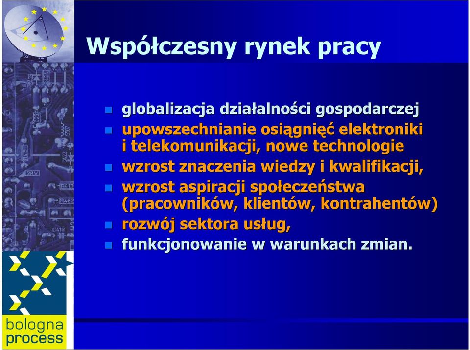 wzrost znaczenia wiedzy i kwalifikacji, wzrost aspiracji społecze eczeństwa