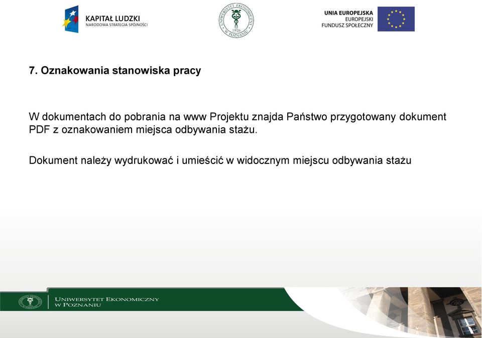 dokument PDF z oznakowaniem miejsca odbywania stażu.