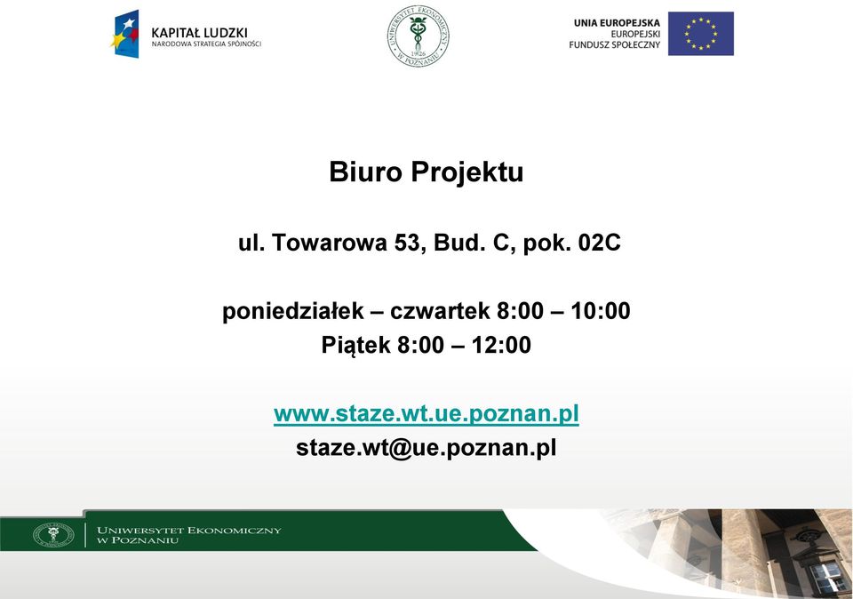 02C poniedziałek czwartek 8:00 10:00