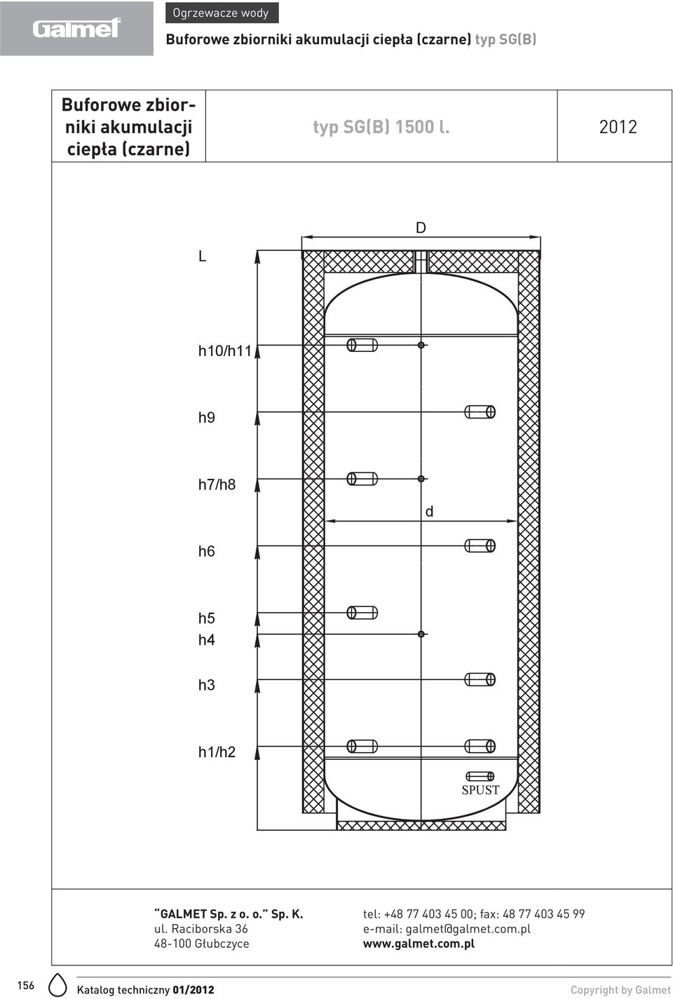 2012 D L h10/h11 h9 h7/h8 d h6 h5 h4 h3 h1/h2 SPUST GALMET Sp. z o. o. Sp. K. ul.