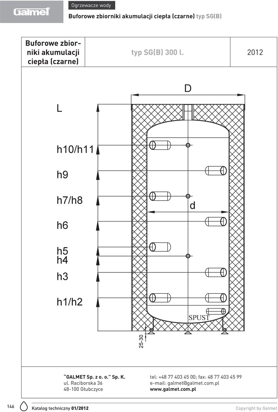 2012 D L h10/h11 h9 h7/h8 d h6 h5 h4 h3 h1/h2 SPUST 25-30 GALMET Sp. z o. o. Sp. K. ul.
